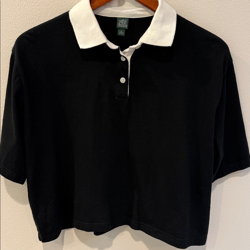 Wild Fable Black and White Boxy Collared Shirt